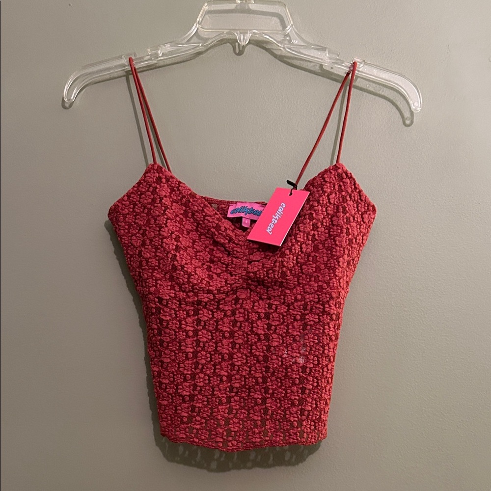NWT Edikted Josephina Textured Floral Tank Top Size S